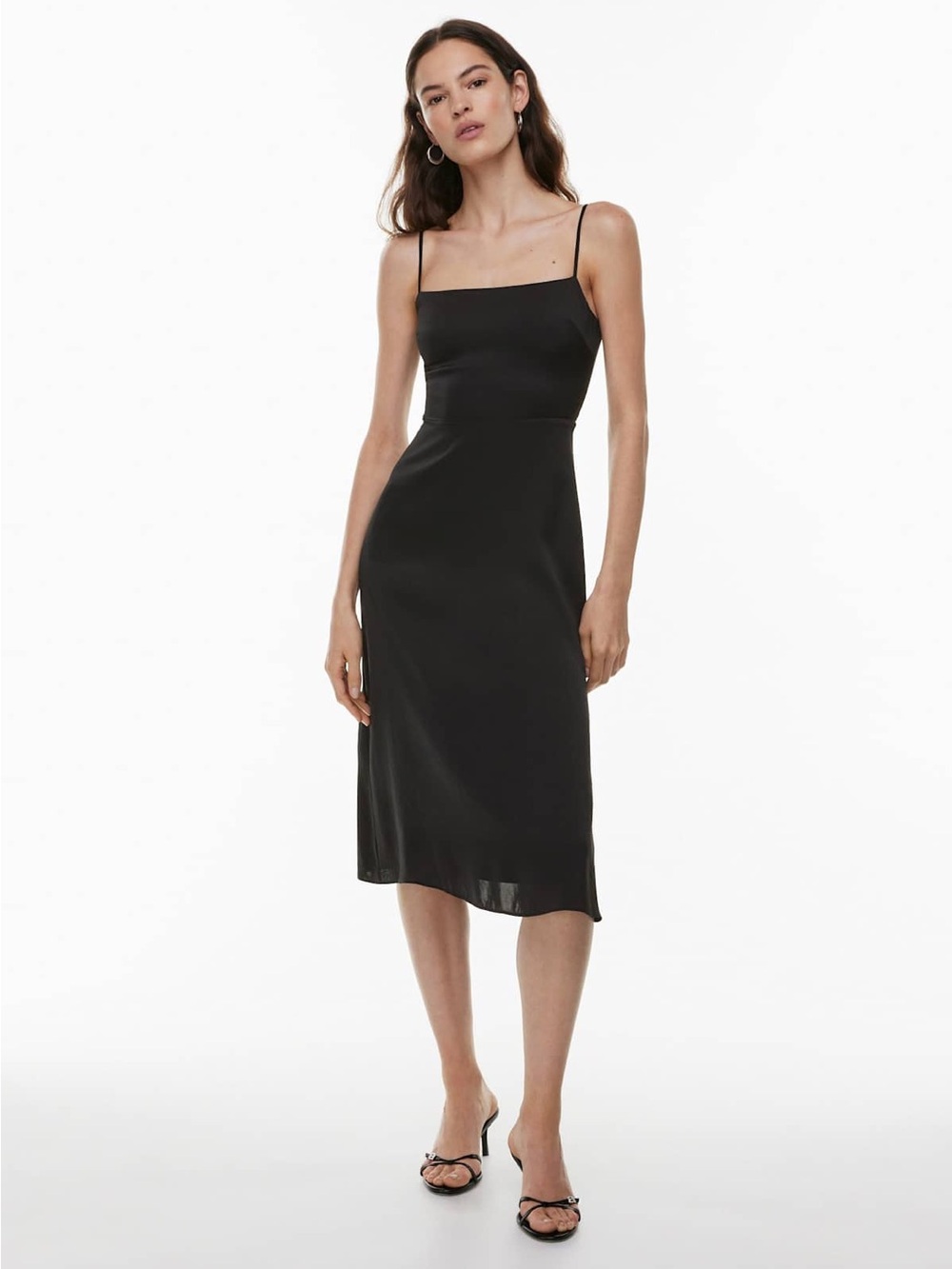 Aritzia Wilfred Magdalena Satin Midi Dress Black Sz 8 Wedding Guest Grad Prom